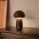 Lampe de chevet portable en bois marron en forme de champignon