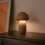 Lampe de chevet portable en bois en forme de champignon, couleur crème